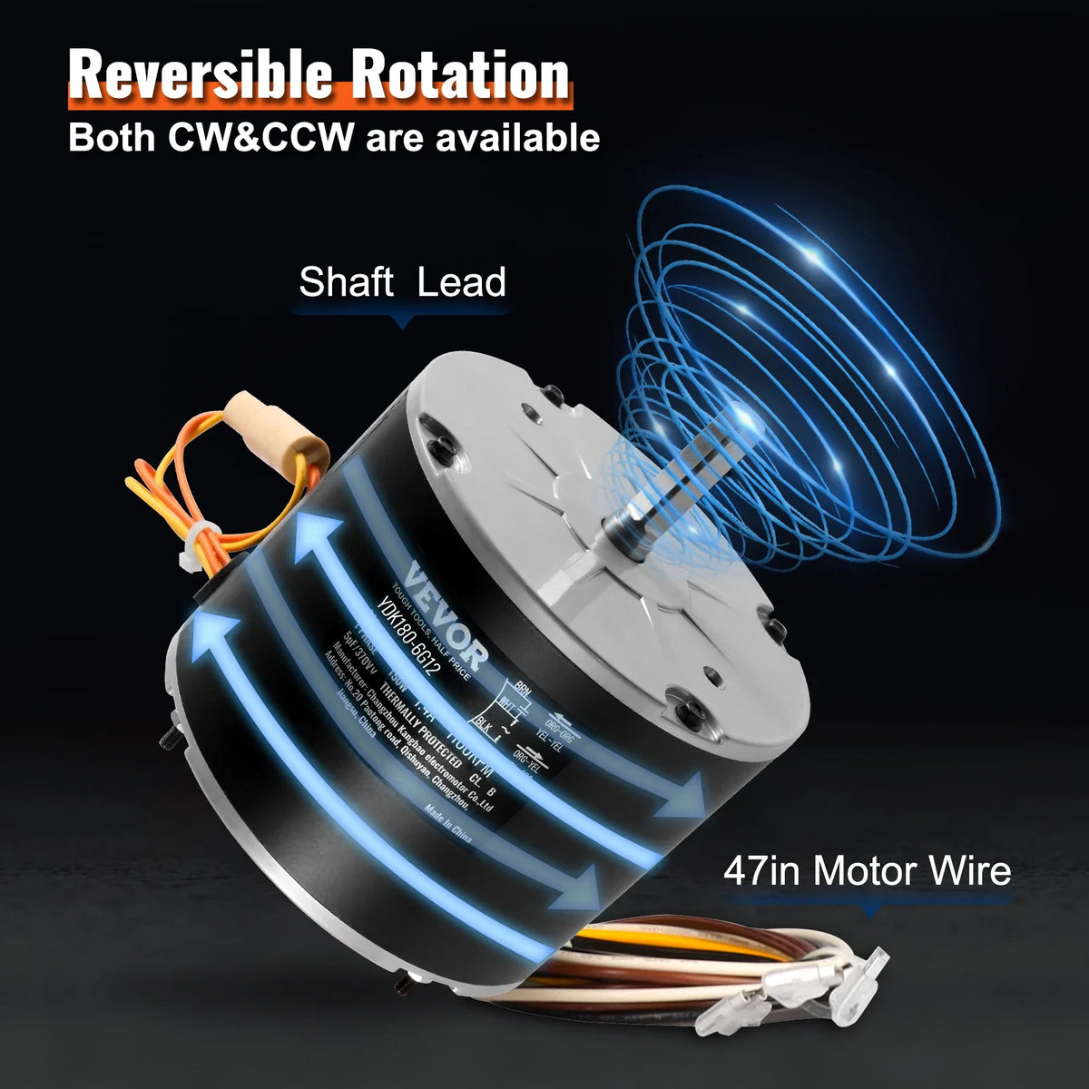 Condenser Fan Motor 1/4 HP 220V 1100RPM Single Phase Condenser Cooling Motor Reversible Rotating Explosion-proof Capacitor