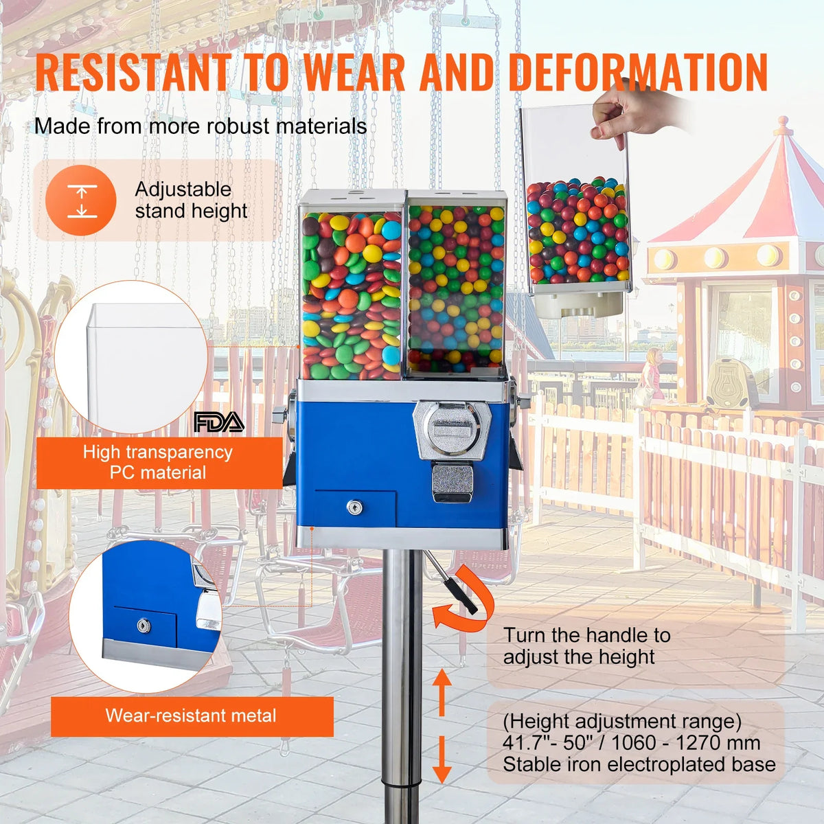 Commercial Candy Vending Machine Four Compartment Rotatable 25 Cent Coin For Toy Capsules Bouncy Balls Nut with Stand
