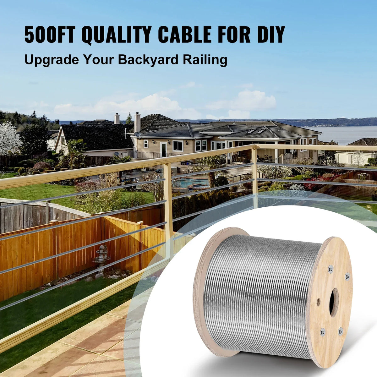 316 Stainless Steel Cable 1/8" Steel Cable Wire Rope 150/300M Cable Railing Transport Wire Rope Cable for Railing Decking