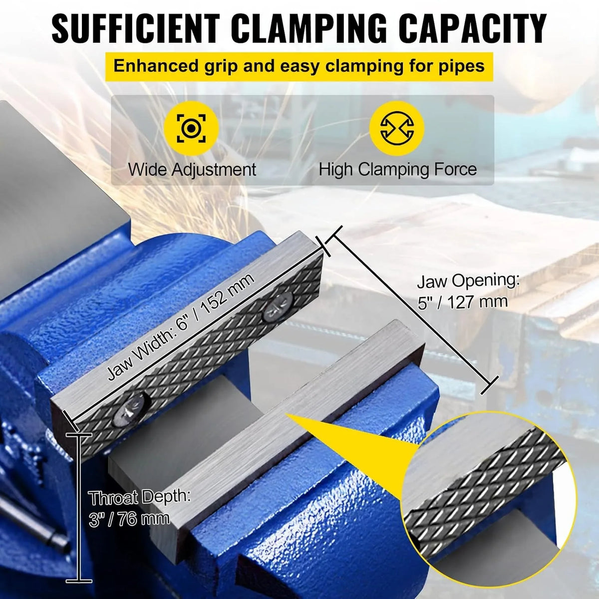 Bench Vise 6 Inch, Double Swivel Rotating Heavy Duty Vise Head/Body Rotates 360°,Pipe Vise Bench Vices 30Kn Clamping Force