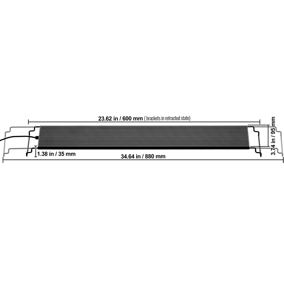 Aquarium Light with LCD Monitor 22W Adjustable Brightness - Aluminum Alloy Shell Extendable Brackets for 24"-30" Freshwate
