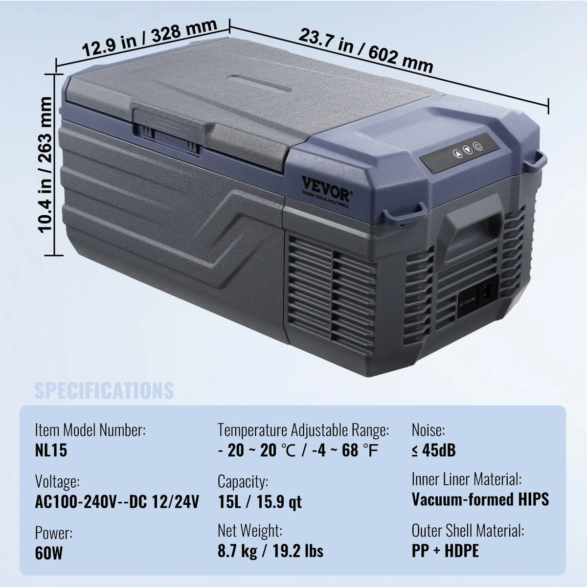 Portable Car Refrigerator Freezer Compressor 9L/12L/15L/30L/37L/45L Single Zone for Car Home for Outdoor Camping and RV