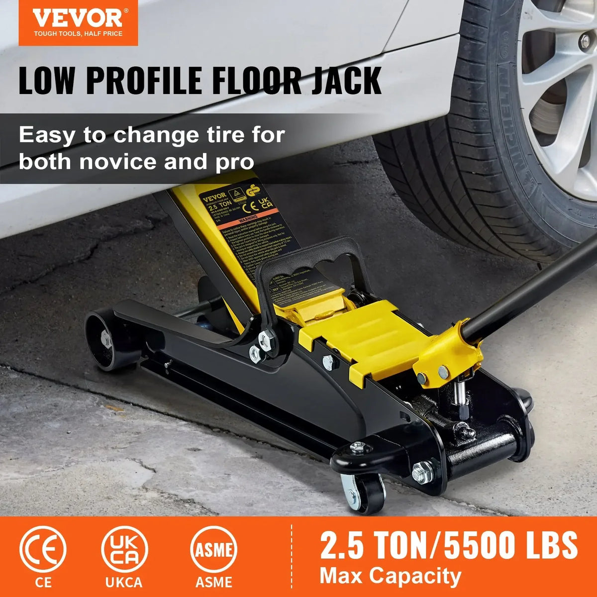 Floor Jack, 2.5 Ton Low Profile Floor Jack, Heavy-duty Steel Racing Floor Jack With Single Piston Lift Pump