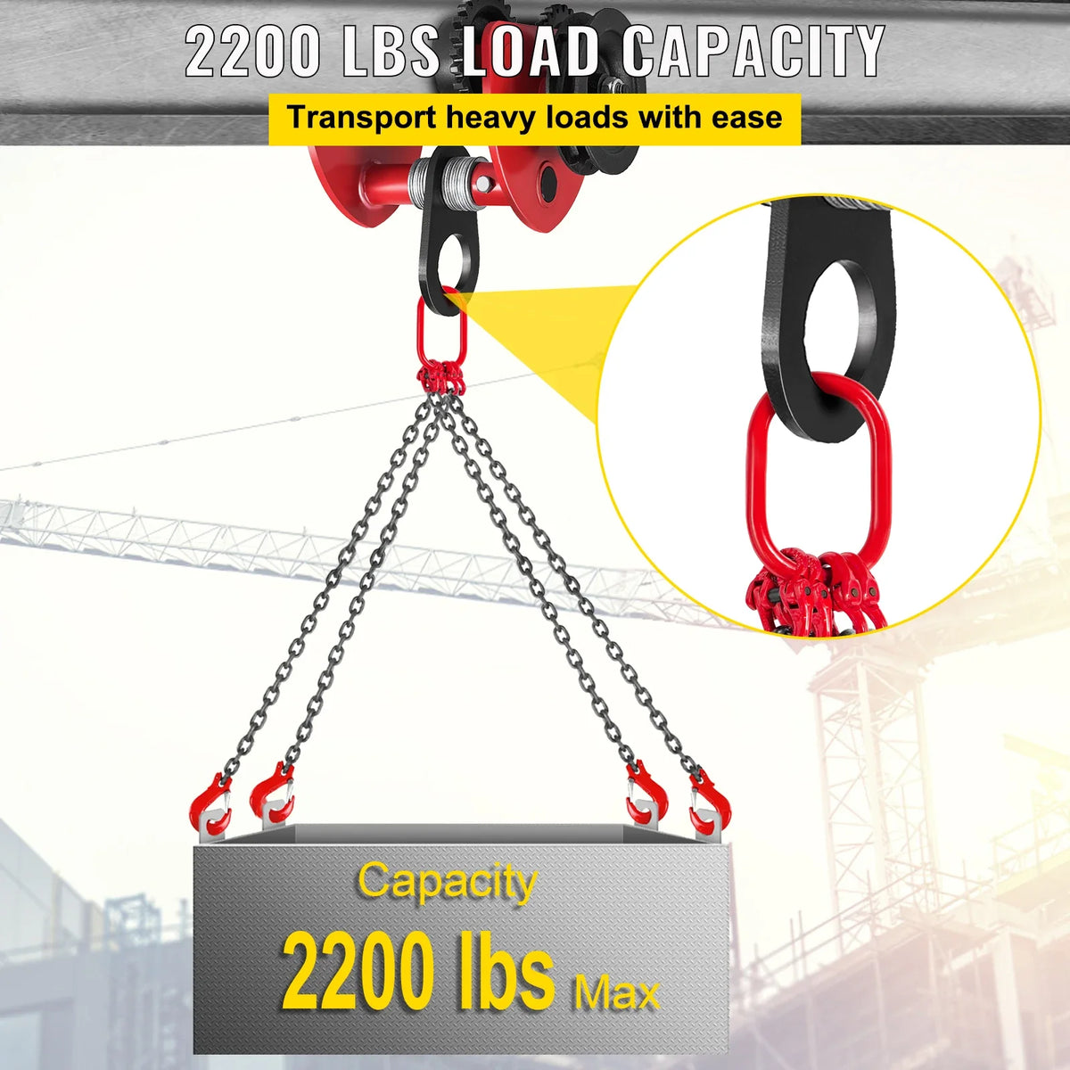 1/2 T Push Beam Trolley 2200/4400 lbs Gear Manual Hand Push Beam Heavy Duty Running Cat Hoist Lifting Kit Chain Conveyor