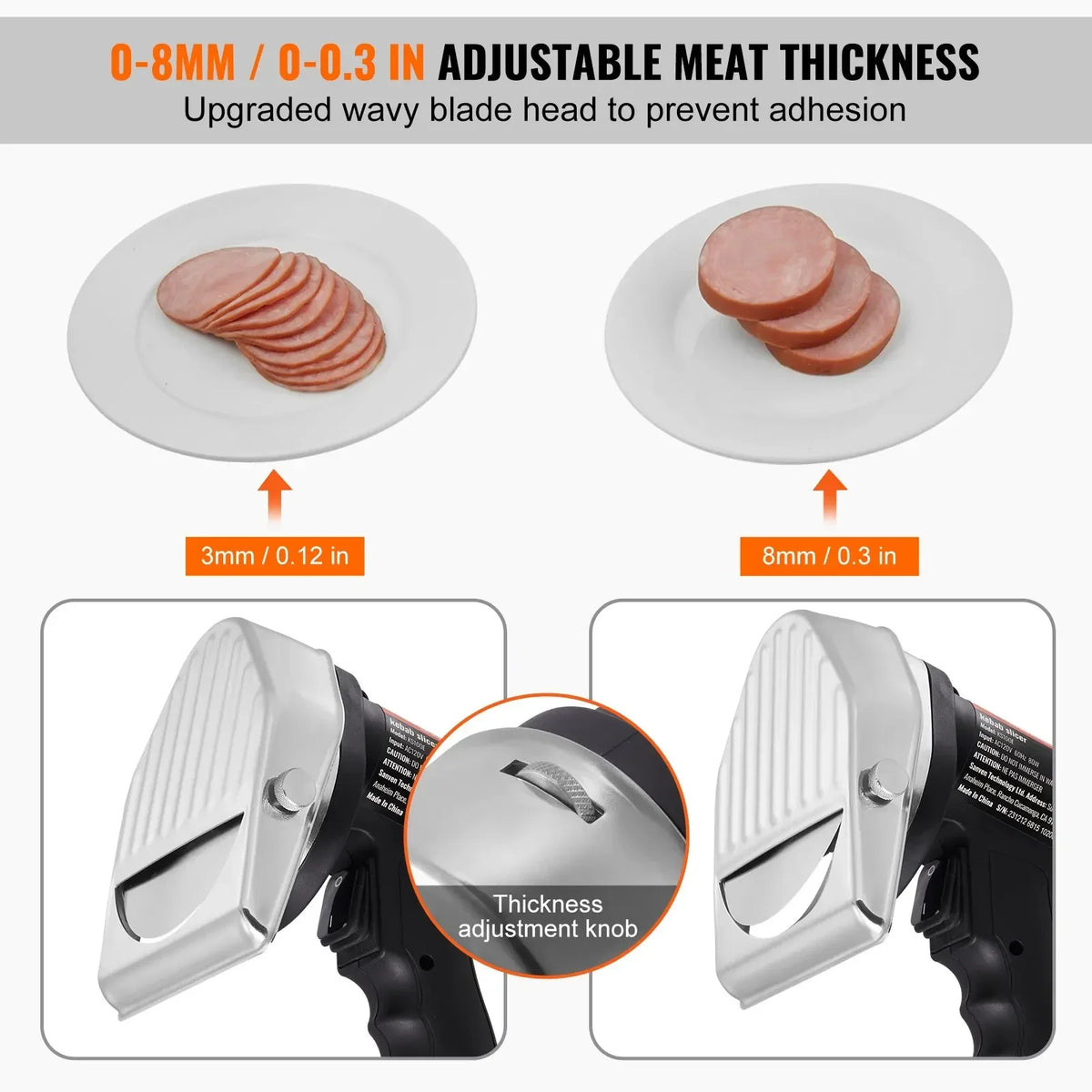 Electric Shawarma Knife Turkish Doner Kebab Meat Gyro Cutter with 2 Blades