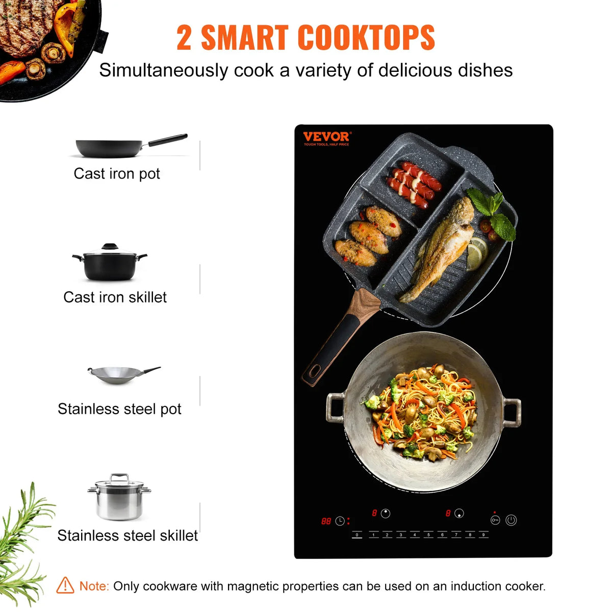 2 Burners Electric Induction Cooktop Stove Hob Built-in Burner Cooker Sensor Touch Control Magnetic Cooker Hot Plate