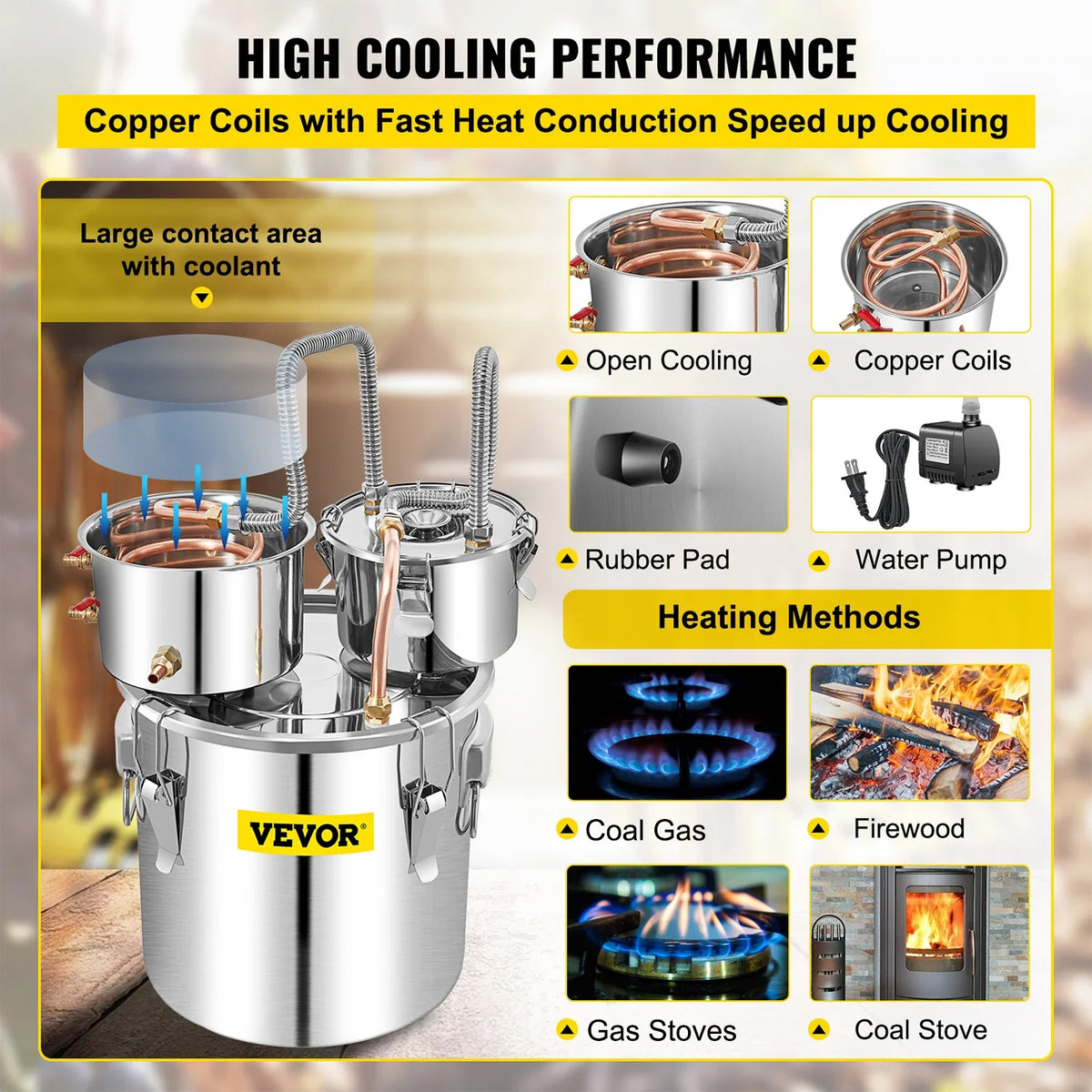 50L Alcohol Brewing Distiller DIY Moonshine Apparatu Stainless Steel Still Whisky Beer Brandy Copper Tube Home Brewing Kit