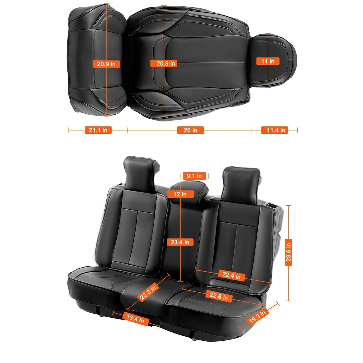 Seat Covers, Universal Car Seat Covers Full Set Seats Detachable Headrest and Airbag Compatible for Most Car SUV Truck
