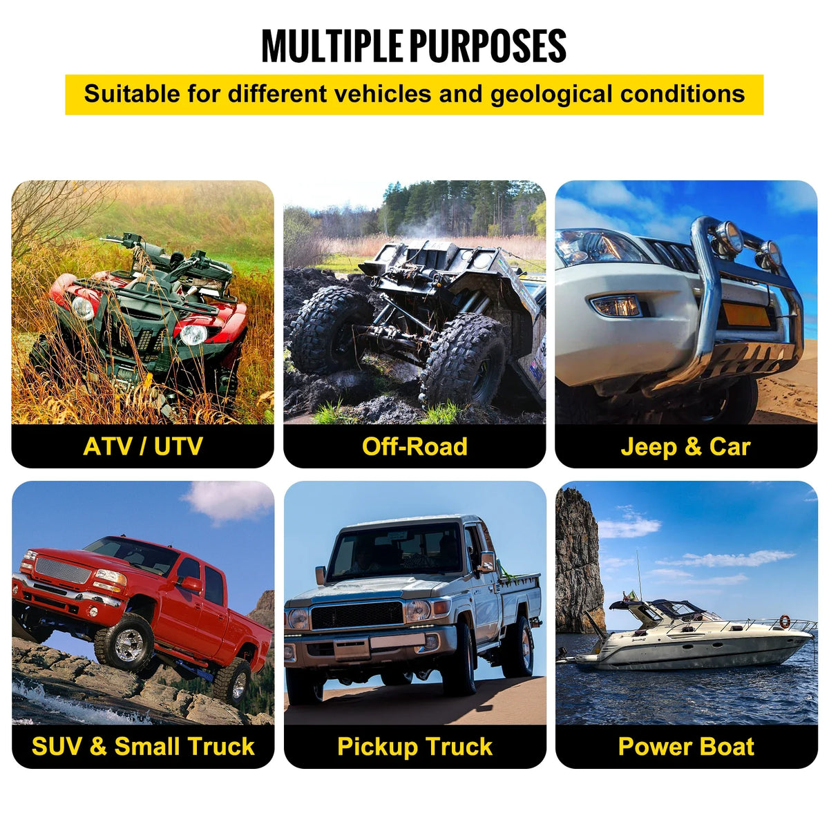 Recovery Tow Rope Heavy Duty Nylon Double Braided Kinetic Energy Rope w/ Loops an and Protective Sleeves for Truck ATV UTV
