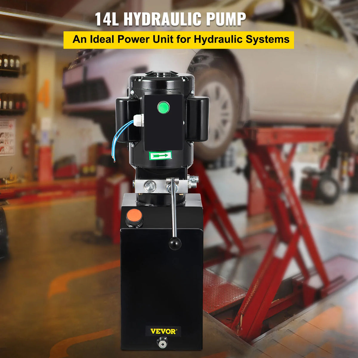Hydraulic Pump 14 Quart Hydraulic Power Unit 2950 PSI Car Lift Hydraulic Pack Dump Trailer 220V 60Hz 1 PH Auto Repair Shop