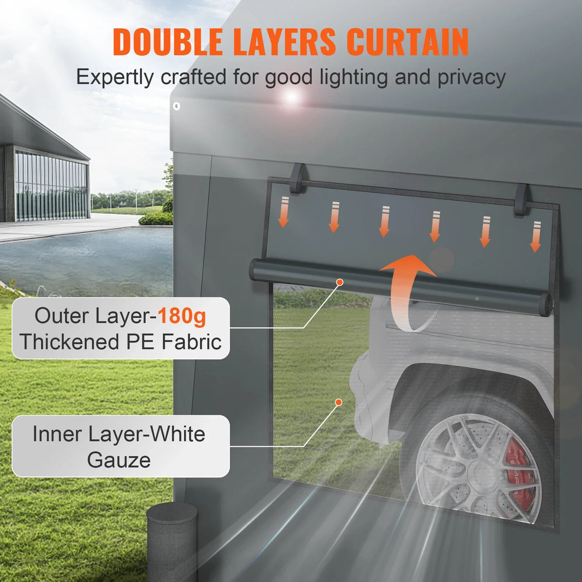 Carport 10x20ft/12x20ft Heavy Duty Car Canopy Waterproof Garage with Roll-up Ventilated Windows & Removable Sidewalls