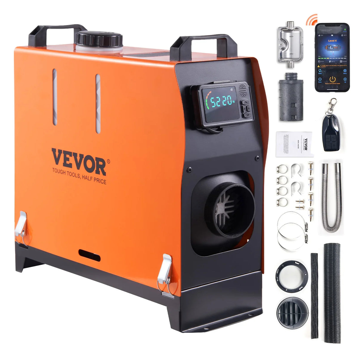 5KW Diesel Air Heater,Bluetooth App Control All-on-one Diesel Heater w/Remote Control & LCD,Portable Parking Heater for RV