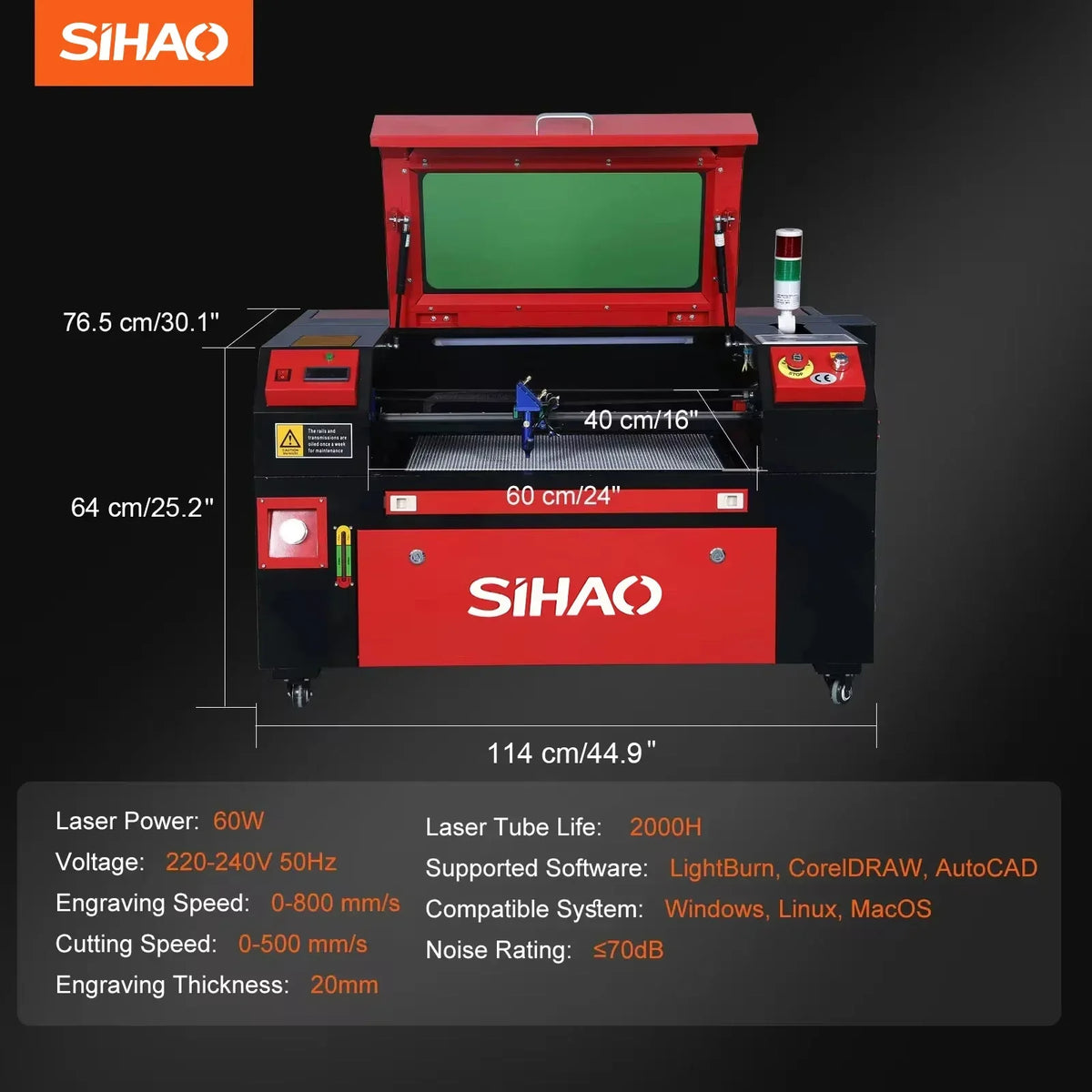 CO2 Laser Engraver 50/60/80/100/130W with Ruida & LightBurn - High-Speed Engraving for Wood/Fabric/Metal, Digital Control