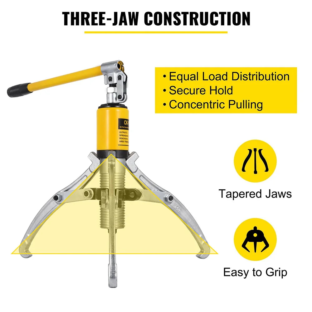 Hydraulic Gear Puller, 10/15 Ton Capacity Hydraulic Puller, 3 Jaws Bearing Hub Separator, for Pulling Hubs,Gears, Bearings