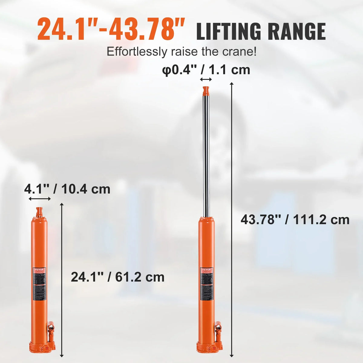 Hydraulic Long Ram Jack 4 Ton Engine Hoist Cylinder with Single Piston Pump And Flat Base/Garage/Shop Cranes Mechanical
