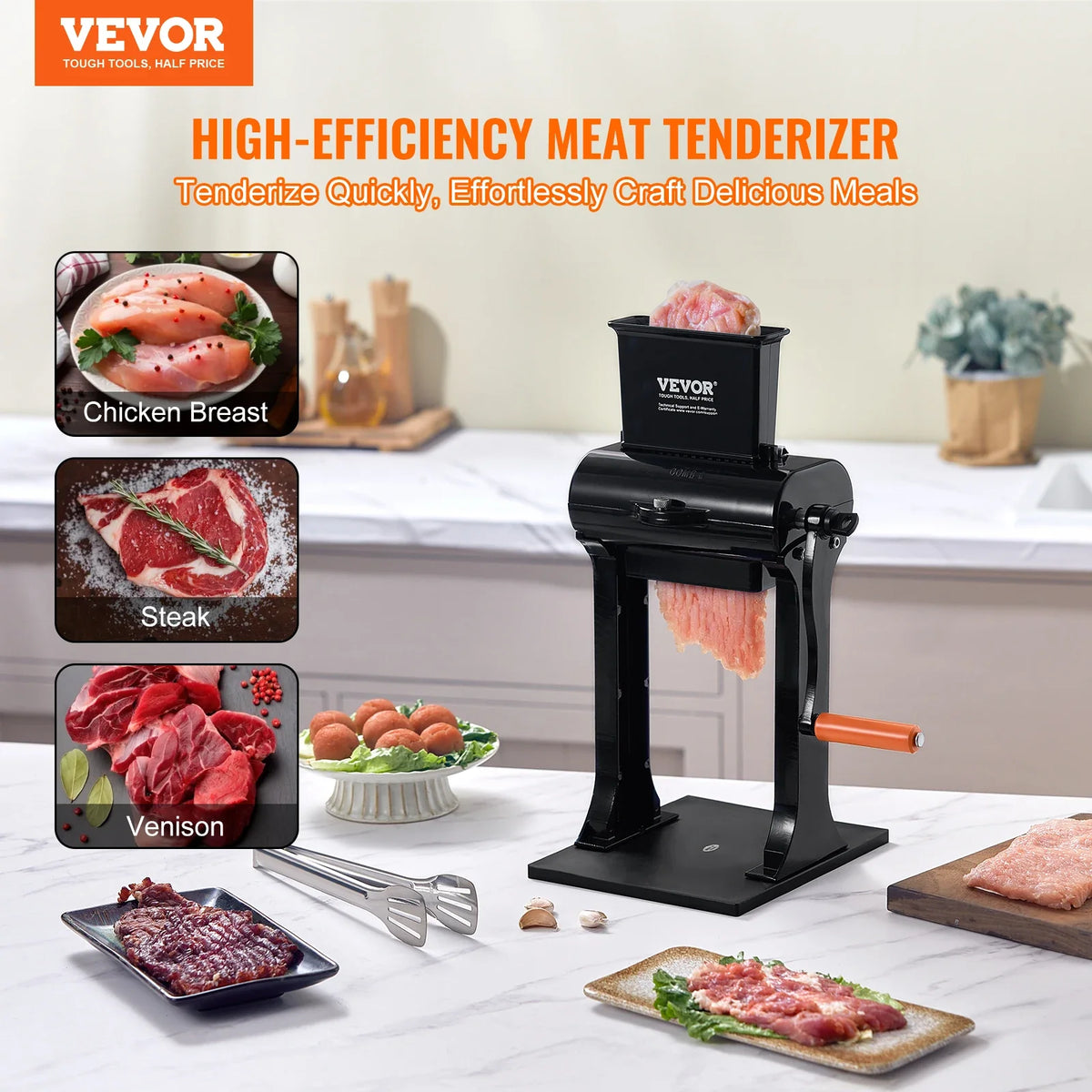 Commercial Meat Tenderizer Stainless Steel Meat Tenderizer Machine  Kitchen Tool for Beef Turkey Chicken Pork Steak Fish