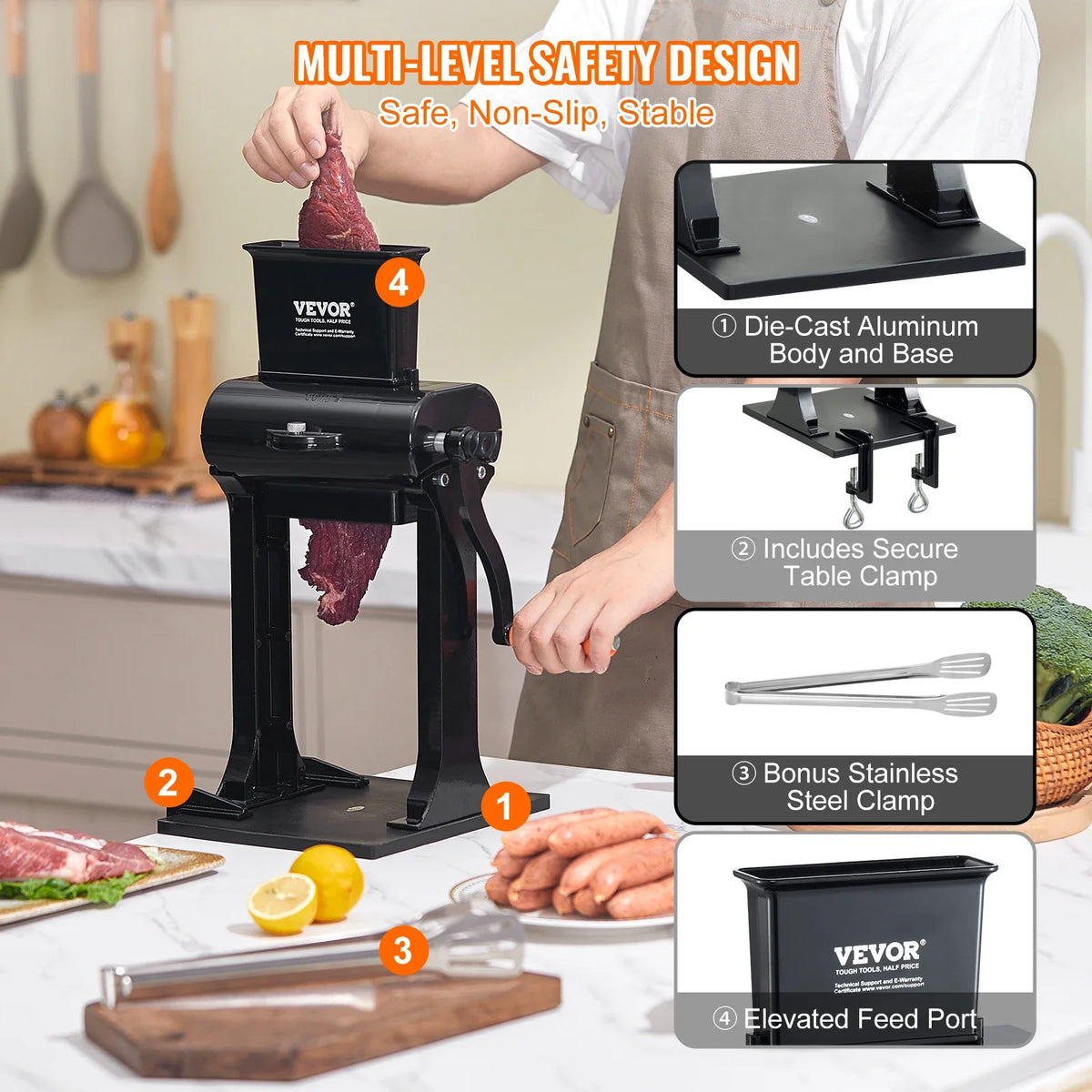 Commercial Meat Tenderizer Stainless Steel Meat Tenderizer Machine  Kitchen Tool for Beef Turkey Chicken Pork Steak Fish