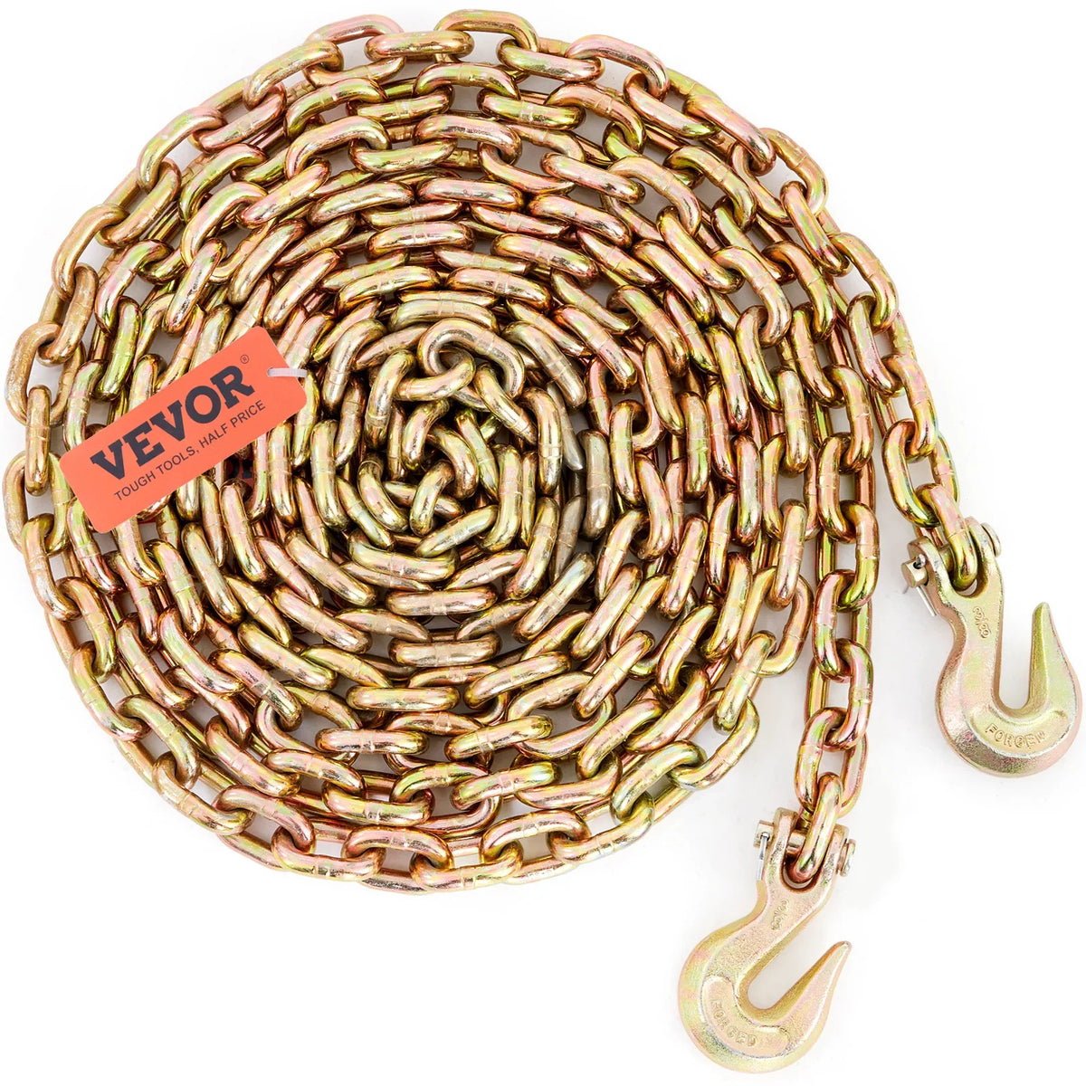Transport Binder Chain, 4900/7100 lbs Working Load Limit, 3/8'' x 20' 5/16'' x 20' G80 Tow Chain Tie Down with Grab Hooks