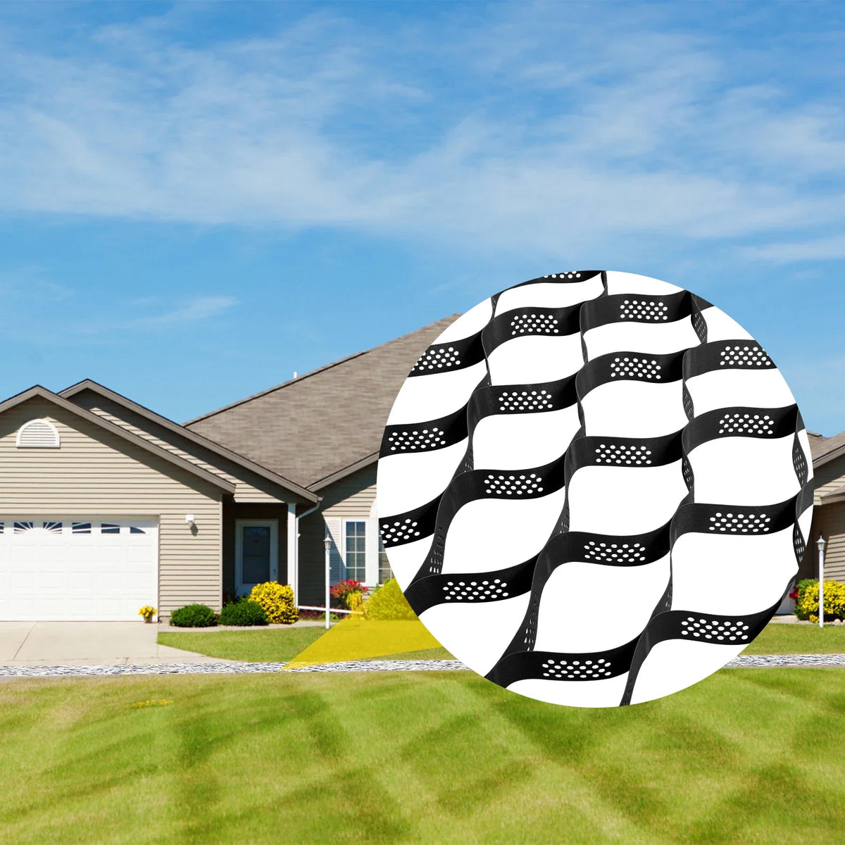 Ground Grid 3" Depth Permeable Stabilization System for DIY Patio Walkway Shed Base Driveway Parking Lot Grass and Gravel