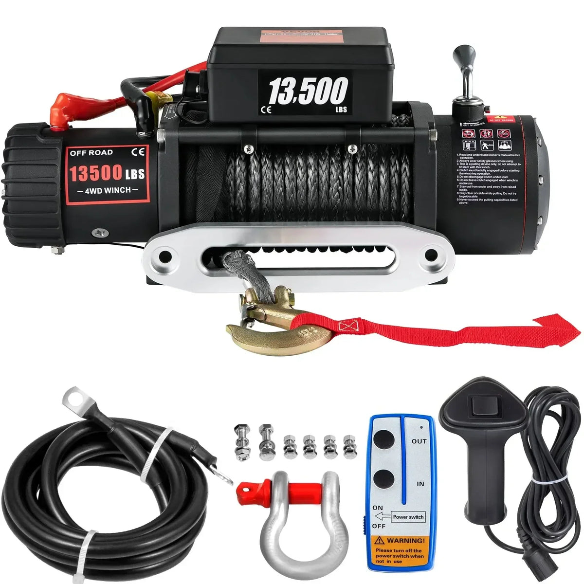 13500LBS Electric Truck Winch12v Electric Winch ATV Synthetic Rope with Remote Control for 4X4 Car Trailer ATV Truck