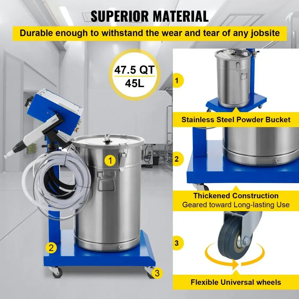 Electrostatic Powder Coating Machine Spraying Gun Paint 450g/min WX-958 Spray Powder Coating Machine 50W 45L