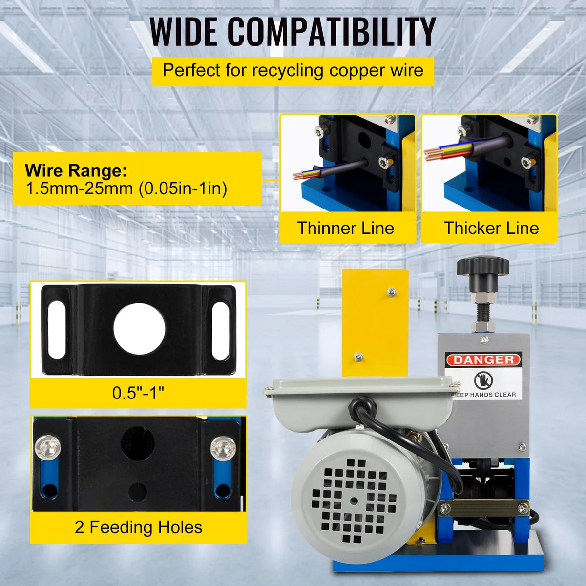 Electric Wire Stripping Machine Cable Stripper 1.5-25mm Copper 220V/110V For Scrap Copper Recycling