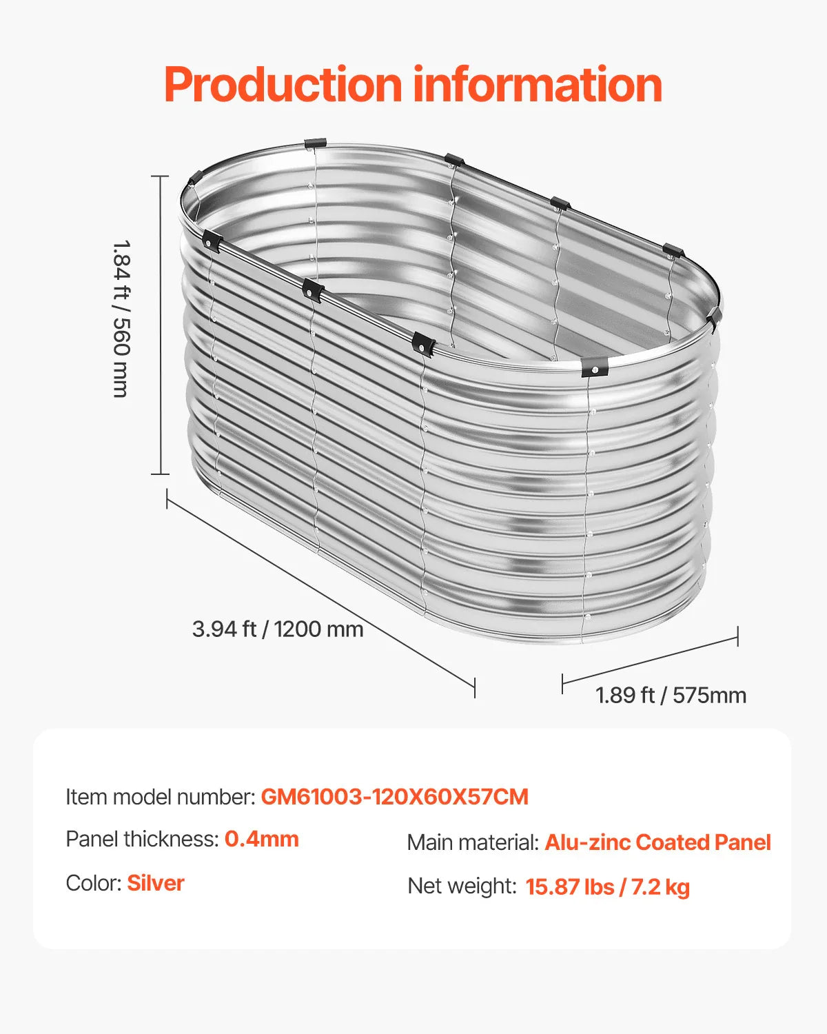 Metal Raised Garden Bed Outdoor Galvanized Planter Box with Open Bottom Large Oval Planter Raised Bed for Gardening Plants