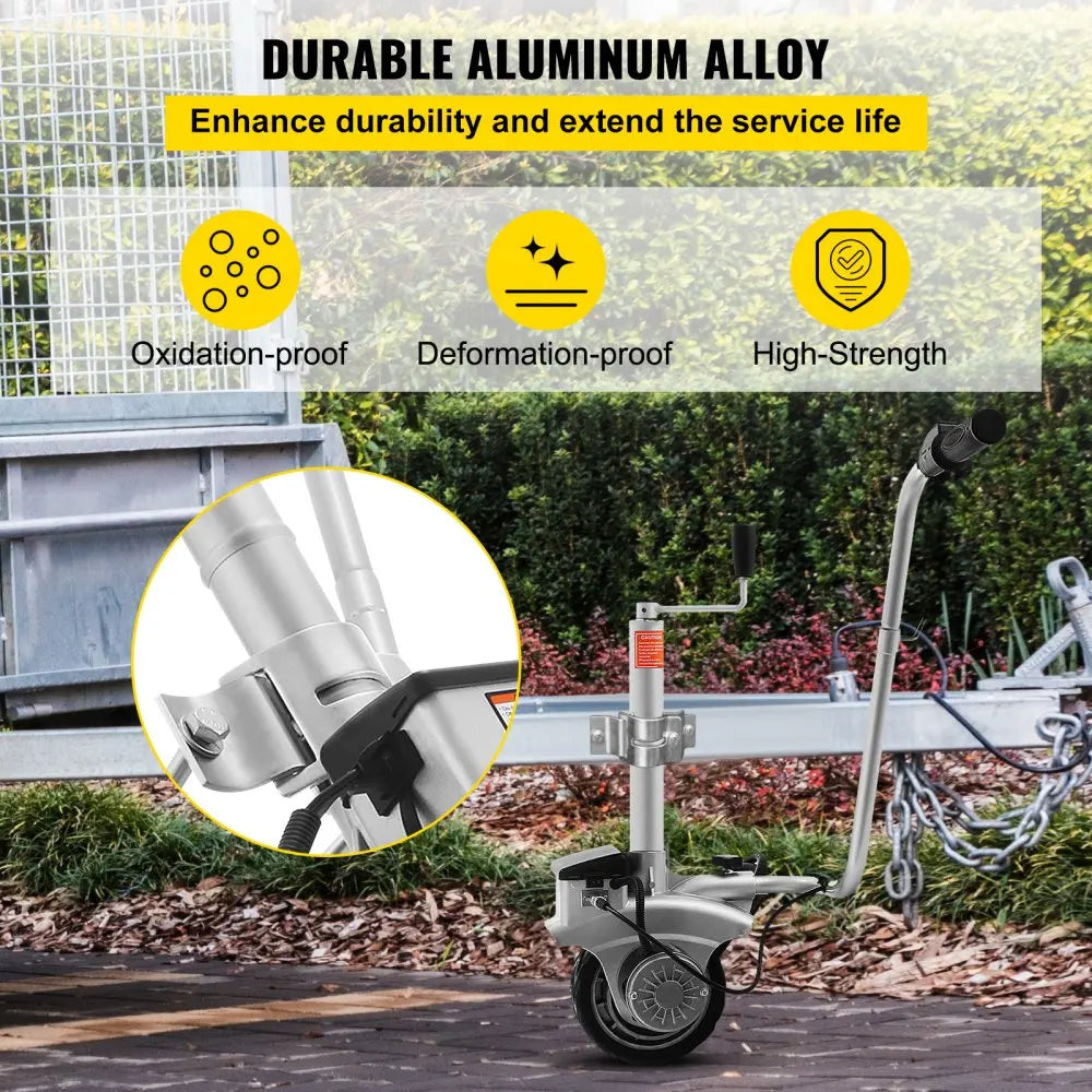 350W12V Trailer Mover 5000lbs Electric Motorised Jockey Wheels Jack Dolly Boat Automatic Rubber Wheel Trailer Jockey Wheel