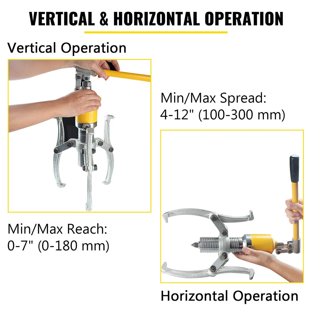 Hydraulic Gear Puller, 10/15 Ton Capacity Hydraulic Puller, 3 Jaws Bearing Hub Separator, for Pulling Hubs,Gears, Bearings