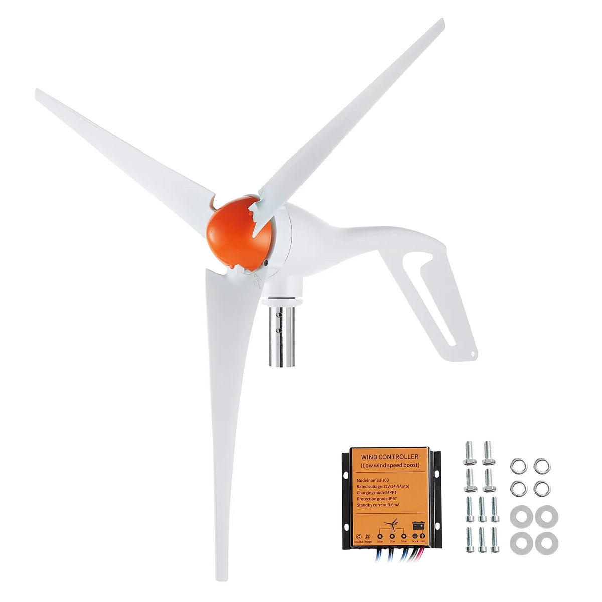 500W Wind Turbine Generator 24V Wind Turbine Kit 3-Blade Wind Power Generator with MPPT Controller 2.5m/s Start Wind Speed