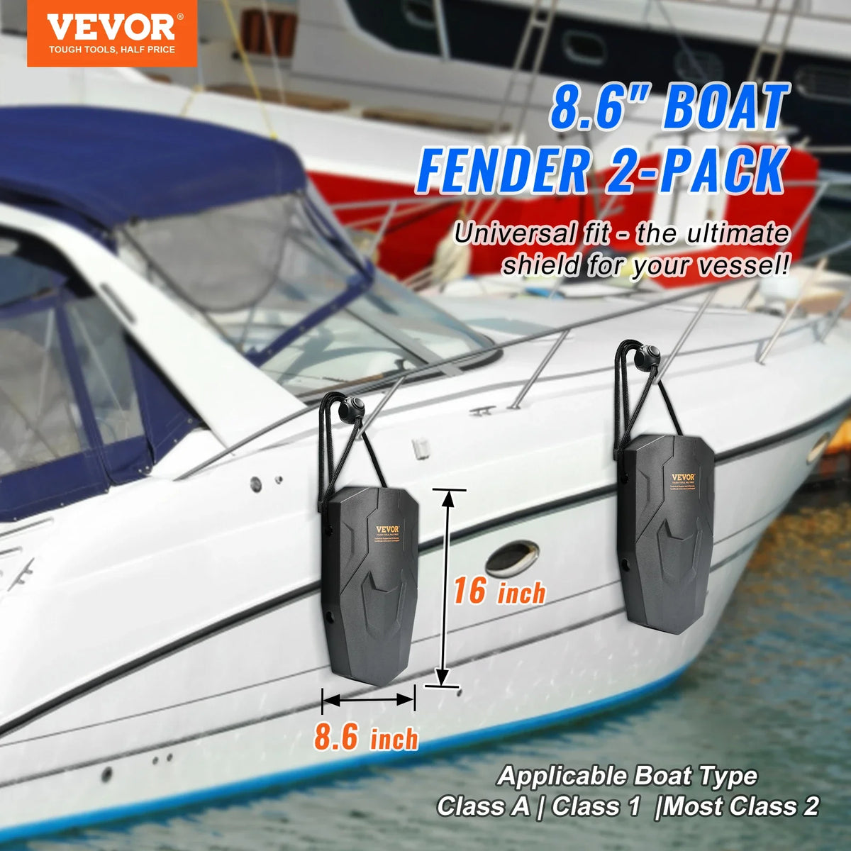 Boat Fenders Marine EVA Boat Dock Fenders Bumper with Ropes Cord Locks and Storage Bag for Class A/Class 1/Part Class 2