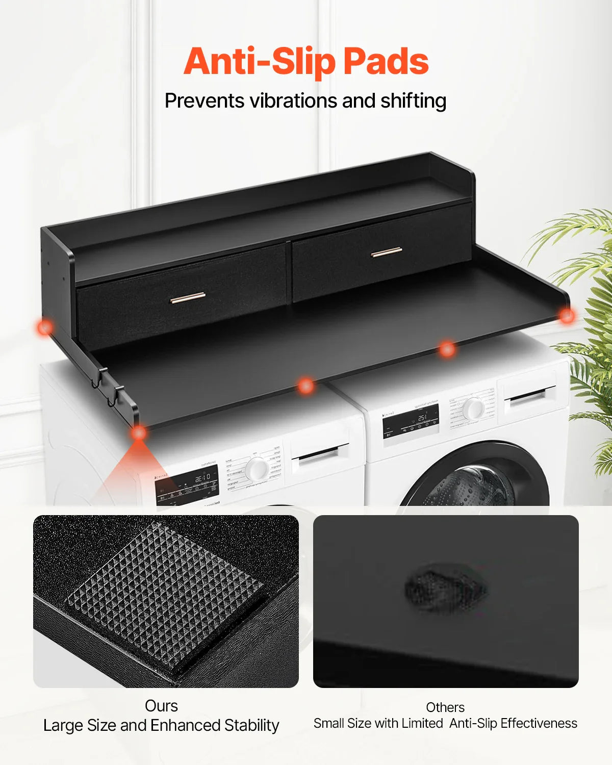 Washer Dryer Countertop w/ Drawer & Shelf Wooden Washer and Dryer Countertop  Laundry Topper for Laundry Room Organization