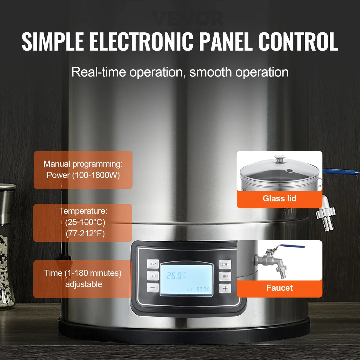 Electric Brewing System, 8GAL Brewing Stock Pot, All-in-One Home Beer Brewer, 304 Stainless Steel Brewing Supplies w/Panel
