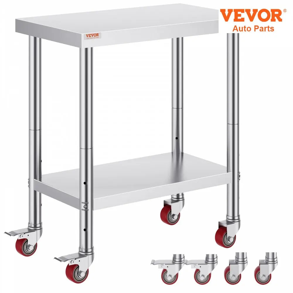 Stainless Steel Work Table 700 LBS Load Capacity with 4 Wheels Heavy Duty Food Prep Worktable