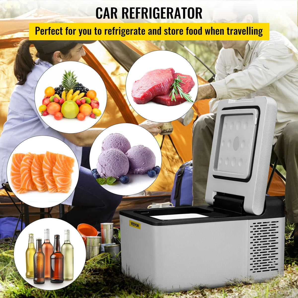 9L 15L Car Refrigerator Portable Compressor Fridge Freezer Cooler 12V/24V DC 110-240V AC for RV Travelling Camping Fishing