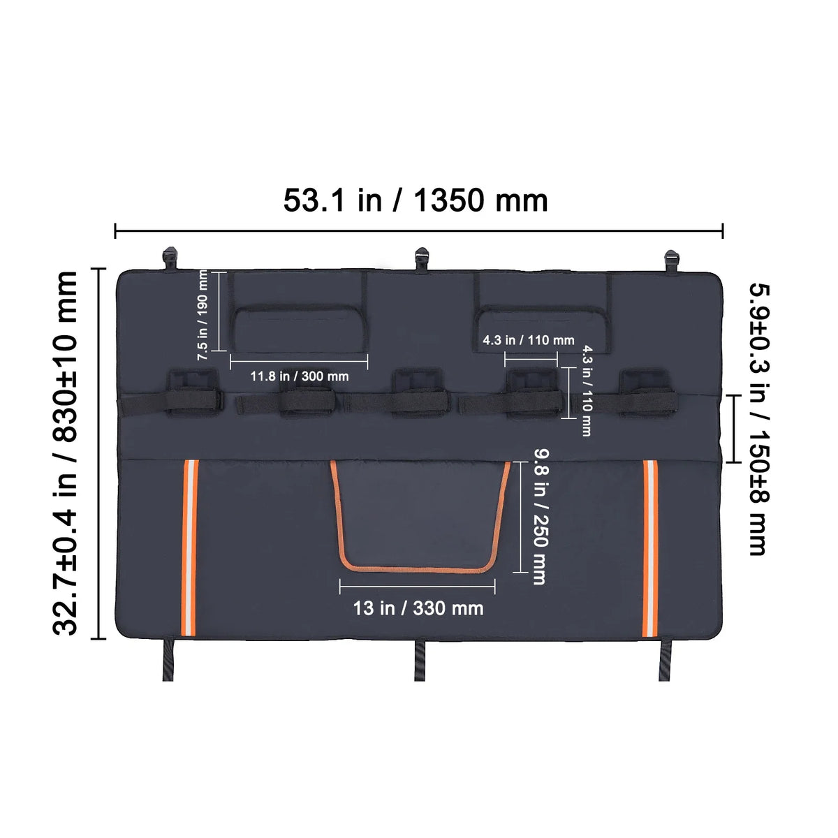 Tailgate Bike Pad 33/54/62" Truck Tailgate Pad Carry 2 Mountain Bikes Tailgate Protection Pad for Small-Size Pickup Trucks