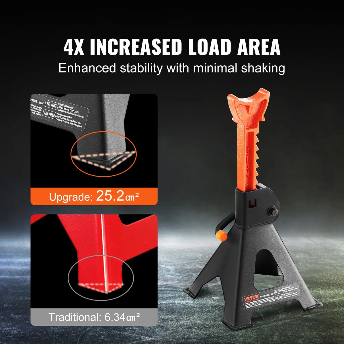 3 Ton (6,000 lbs) Capacity Car Jack Stands, 10.8-16.3 inch Adjustable Height, for lifting SUV, Pickup Truck, Car , 1 Pair