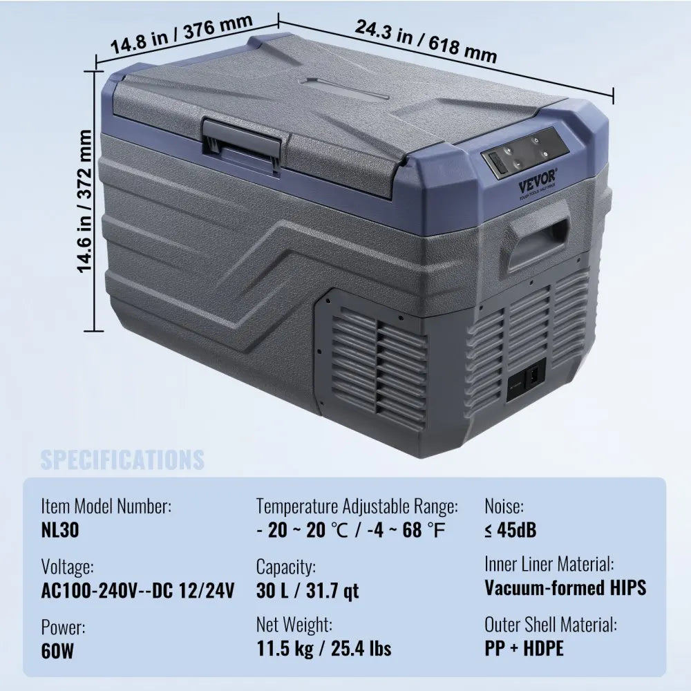 Portable Car Refrigerator Freezer Compressor 9L/12L/15L/30L/37L/45L Single Zone for Car Home for Outdoor Camping and RV