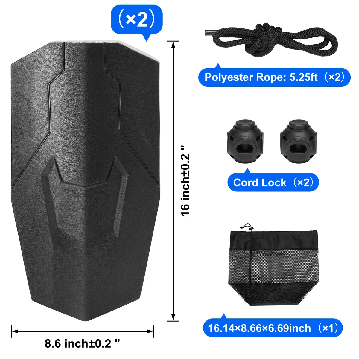 Boat Fenders Marine EVA Boat Dock Fenders Bumper with Ropes Cord Locks and Storage Bag for Class A/Class 1/Part Class 2