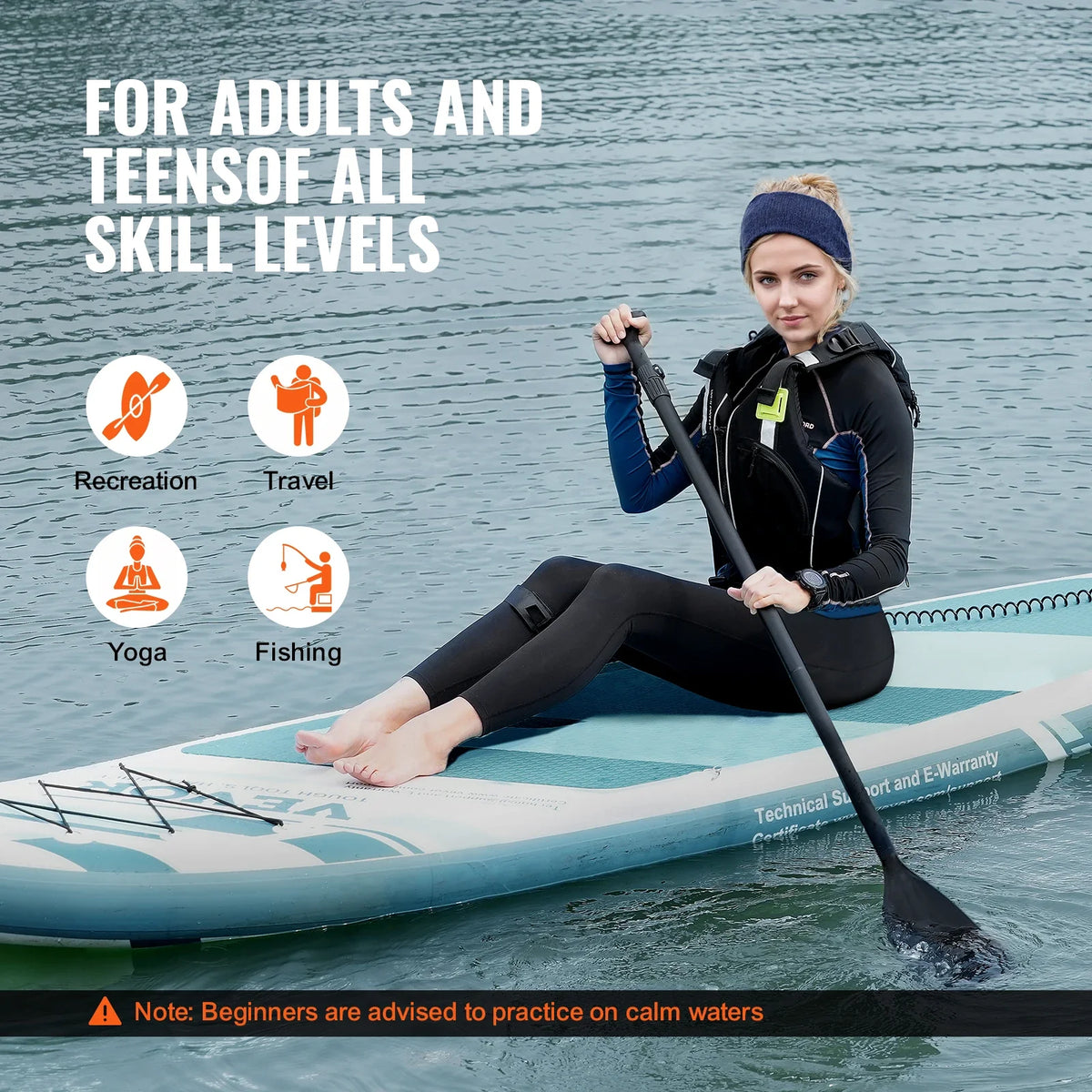 Inflatable Stand Up Paddle Board with SUP Board Pump Paddle Fin Phone Bag Backpack Ankle Leash Repair Kit Non-slip Deck