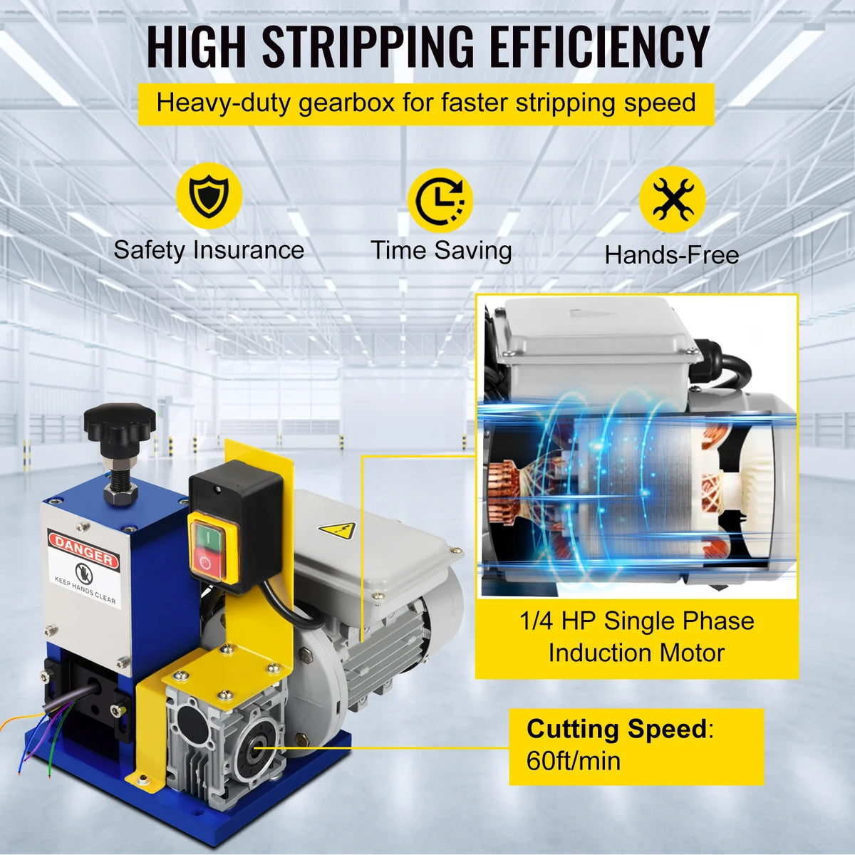 Electric Wire Stripping Machine Cable Stripper 1.5-25mm Copper 220V/110V For Scrap Copper Recycling