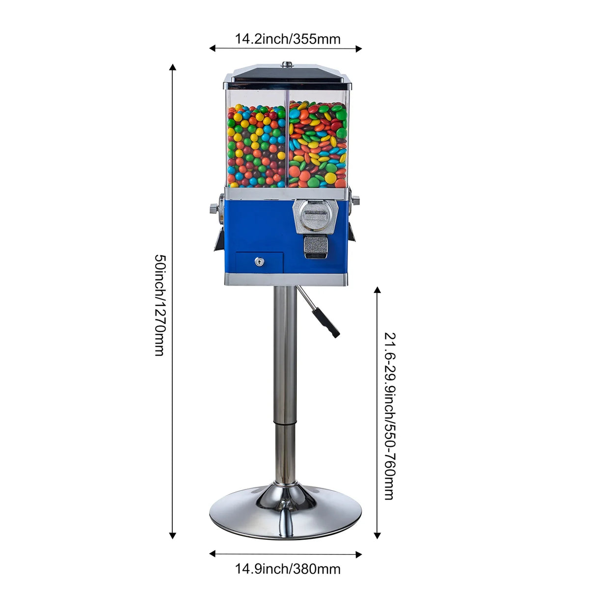 Commercial Candy Vending Machine Four Compartment Rotatable 25 Cent Coin For Toy Capsules Bouncy Balls Nut with Stand