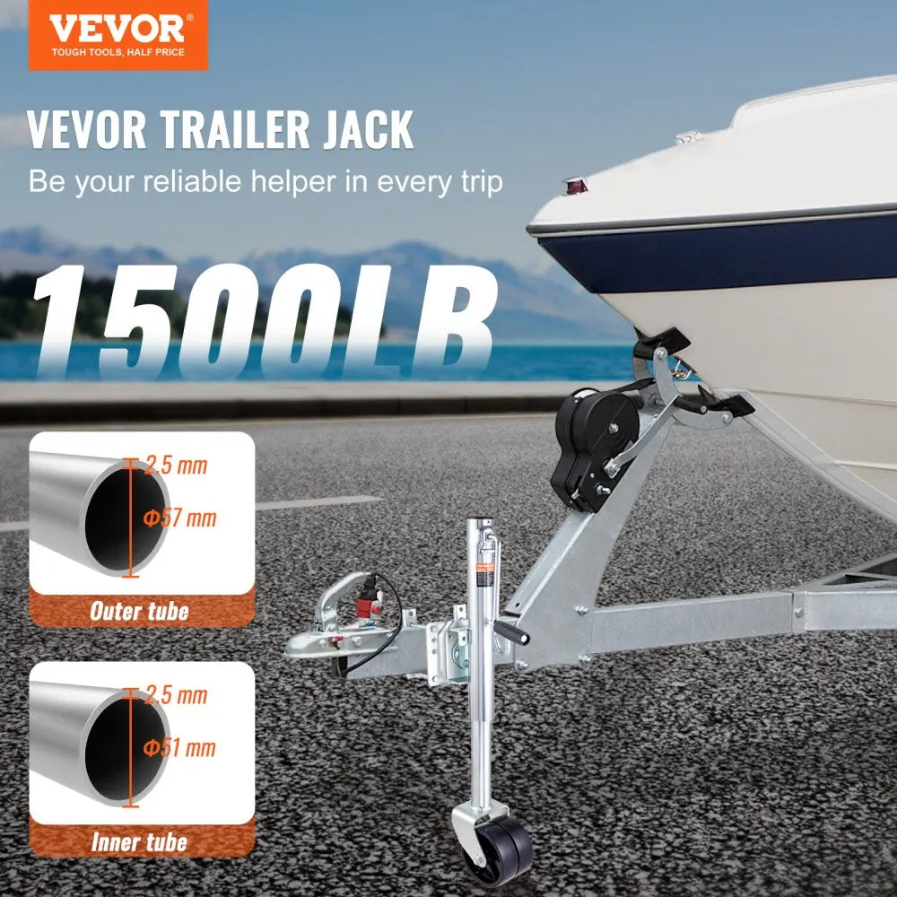 Boat Trailer Jack, Bolt-on Trailer Tongue Jack Weight Capacity 1500/2000 lbs,w/ PP Wheel & Handle for lifting Trailer