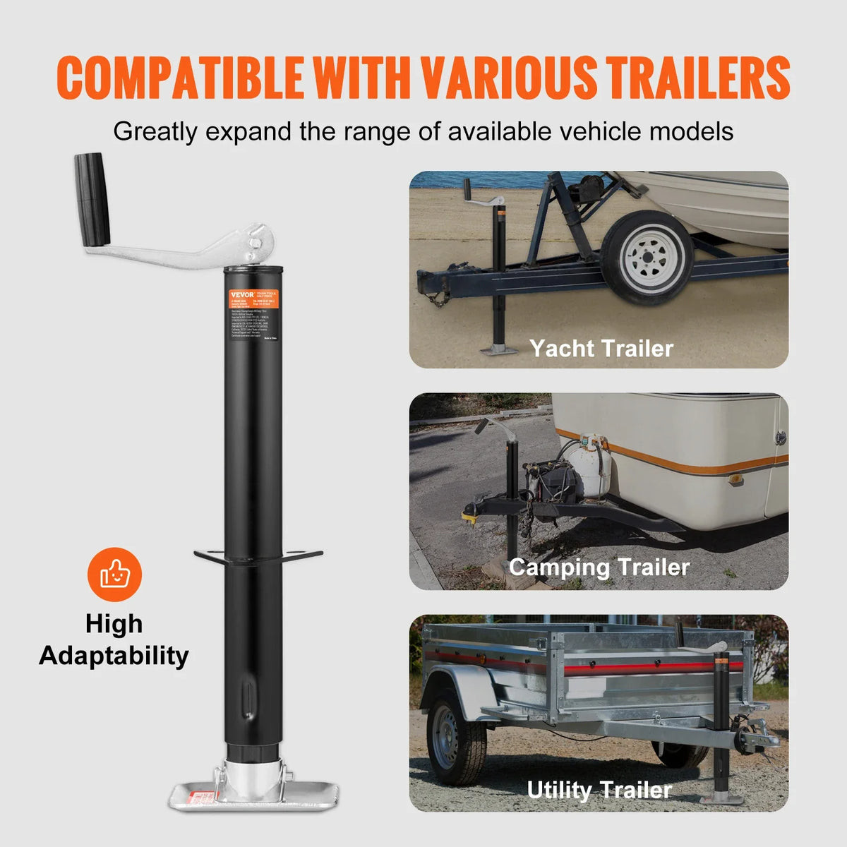 Sidewind Trailer Jack A-frame Bolt Tongue with Handle 2000lbs Stands Support Legs for lifting Boat RV Parts Accessories