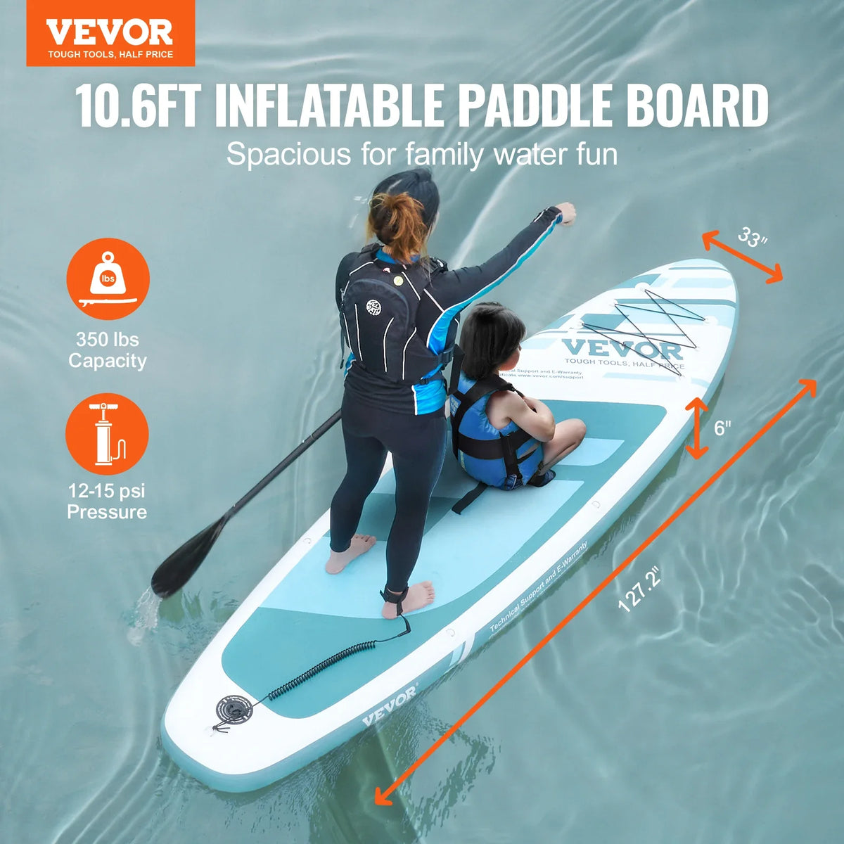 Inflatable Stand Up Paddle Board with SUP Board Pump Paddle Fin Phone Bag Backpack Ankle Leash Repair Kit Non-slip Deck