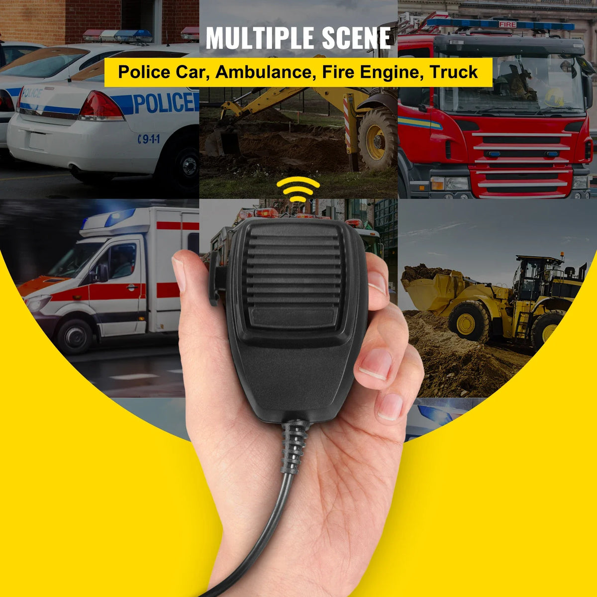 100 / 200W 12V DC Car Alarm Professional PA System 8 Kinds of Warning Sounds with Handheld Mic for All Specific Vehicles