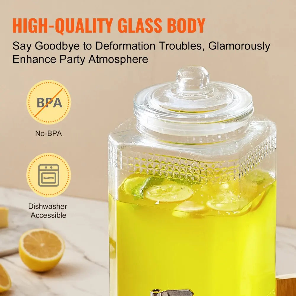 Beverage Dispenser Drink Dispensers for Parties Glass Juice Dispenser Spigot  Iced Tea Lemonade Juice Water Dispenser