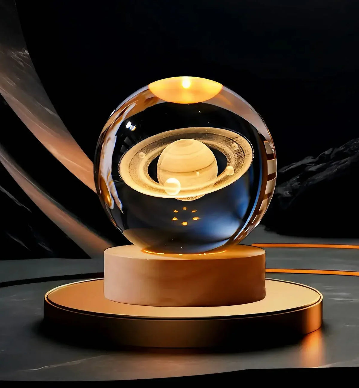 Luminous Crystal Ball LED Night Light Saturn Solar System 3D Moon Table Lamp USB Bedroom Atmosphere Lamp for Birthday Kid Gift