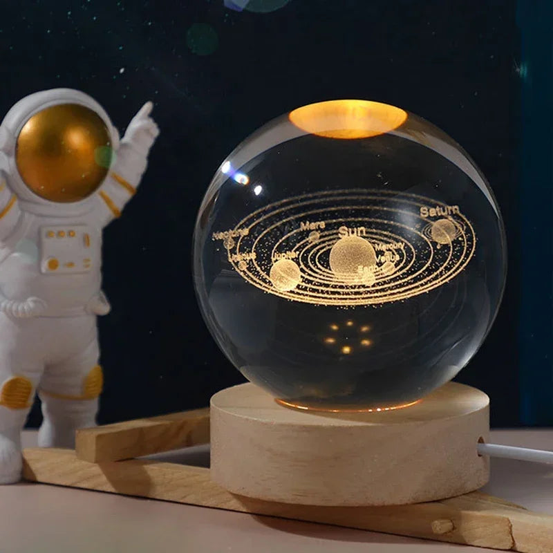 2025 NEW 3D Crystal Ball Light Carving Solar System Galaxy Valentine's Day Gift Birthday Gift LED Luminous Planet Night Lights