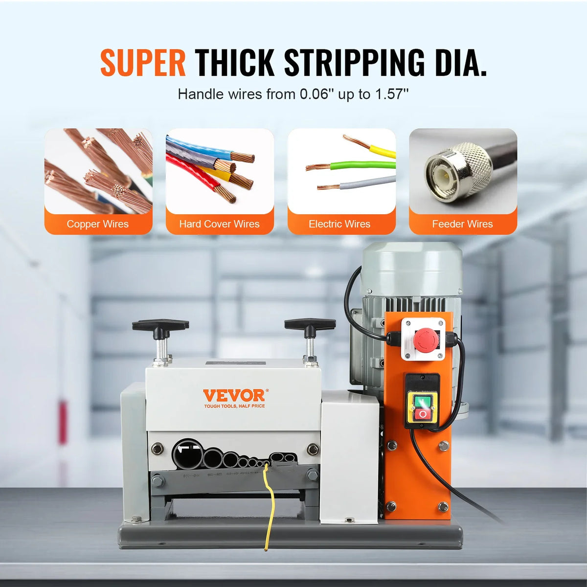 Electric Wire Stripping Machine Cable Stripper Peeler 1500W 1.5-40mm 9 Channels with Double Blades Scrap Copper Recycling